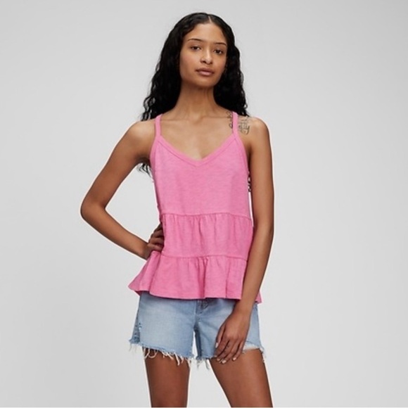 GAP PiNK TIERED RUFFLE TANK TOP - Picture 1 of 5